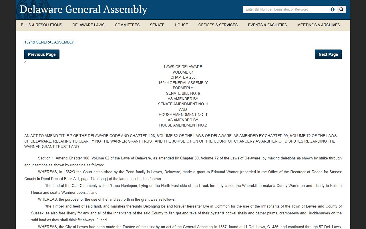 Delaware City legislative records reference