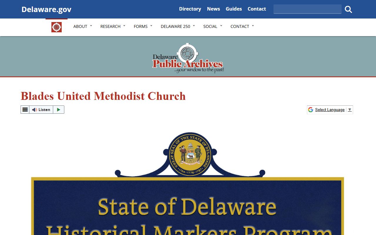 Seaford Blades Church historic deed record