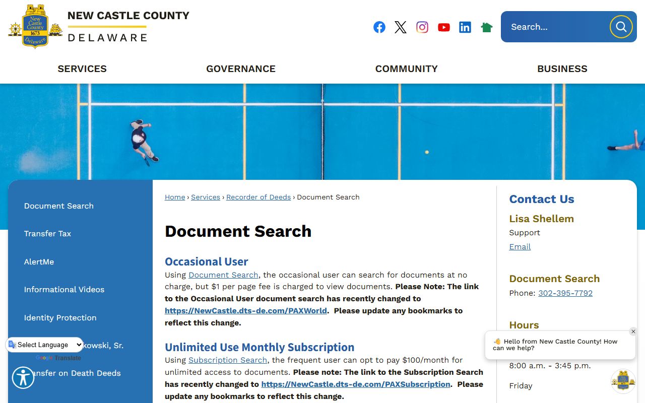 New Castle County document search portal
