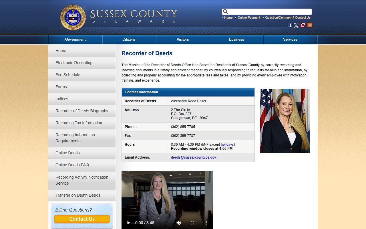 Sussex County Recorder of Deeds official page