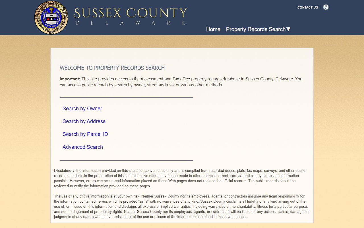 Sussex County property search assessment database