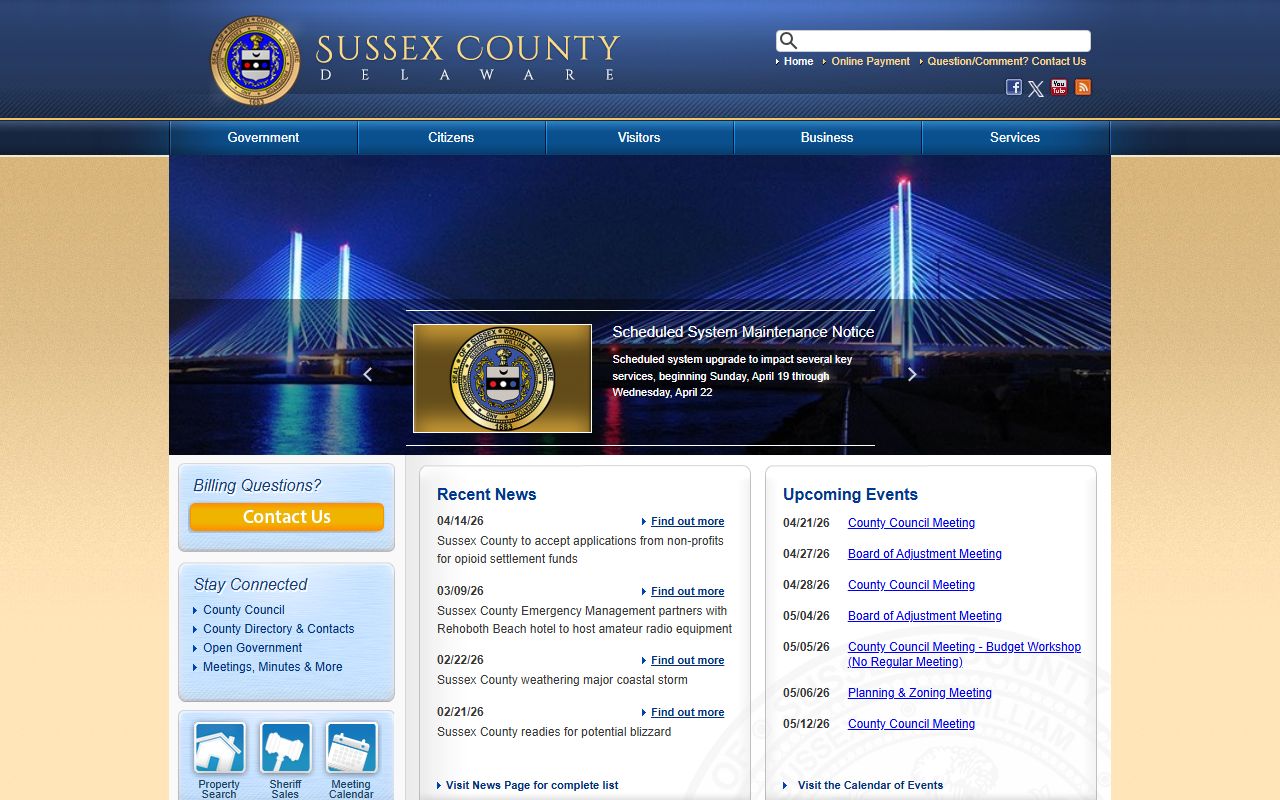 Sussex County government main portal