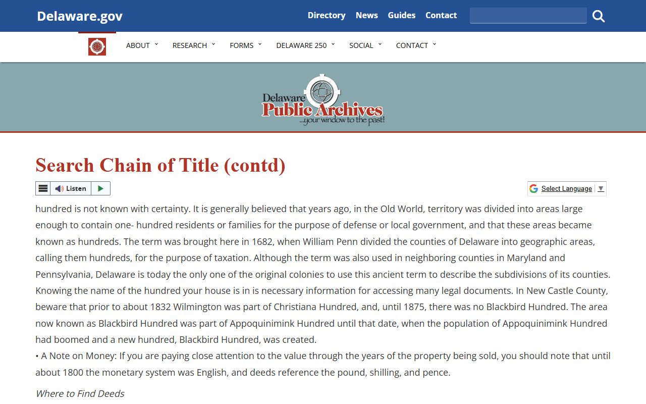 Delaware chain of title research guide
